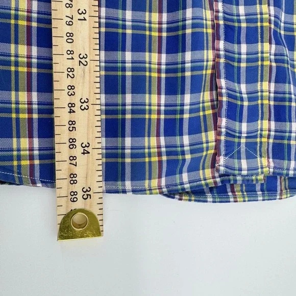 Ralph Lauren Button Down Shirt Mens XLT Blue Plaid Classic Fit Long Sleeve Tall - Picture 7 of 8